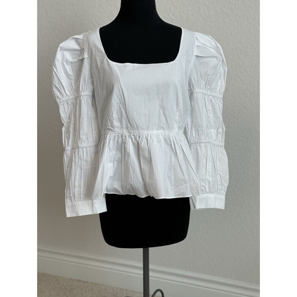 Tuckernuck Hyacinth House Women’s L Clemons Blouse White Boho Cottagecore Flirty - Picture 5 of 13